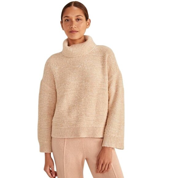 Haven Well Within Sweater Women XL Beige‎ Marled Knit Turtleneck Pullover NWT - Picture 1 of 12